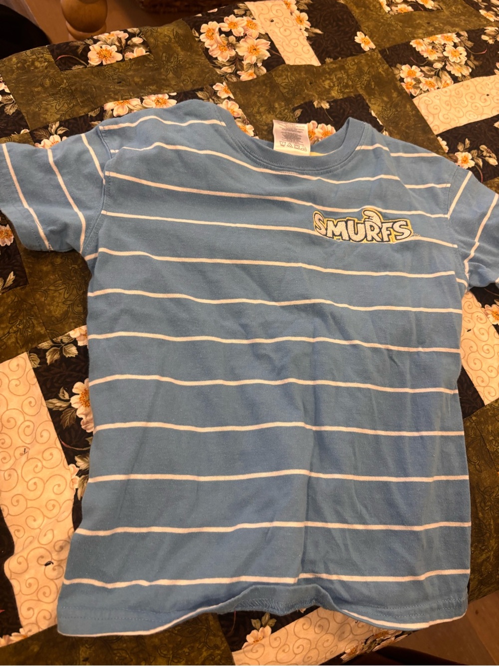 Smurfs Blue & White Striped Short Sleeve Tee for Kids Size 5T